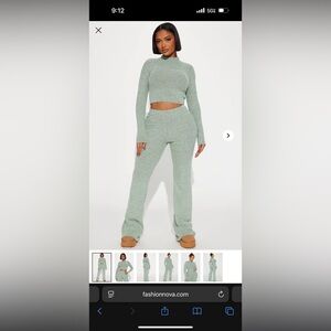 Fashion Nova Light Green Flare Pants